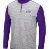 Flash Sale 😀 Colosseum Athletics NCAA TCU Horned Frogs Color Block 1/4 Zip 👕 Shirt 😀