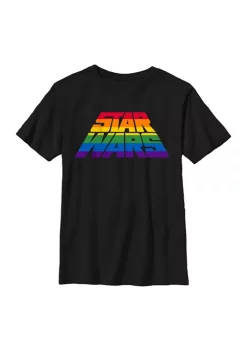 Best Pirce ⭐ Star Wars Perspective Rainbow Logo Graphic T-Shirt ⌛