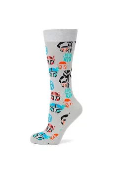 Promo 🌟 Star Wars Mandalorian Helmet Multi Colored Gray Sock 🌟